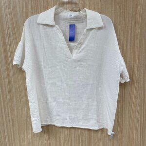 Liam & Co white lace gauze top size medium